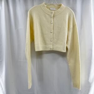 Meshki Shelby Cropped Wool Blend Cardigan Sweater Sz M Ivory